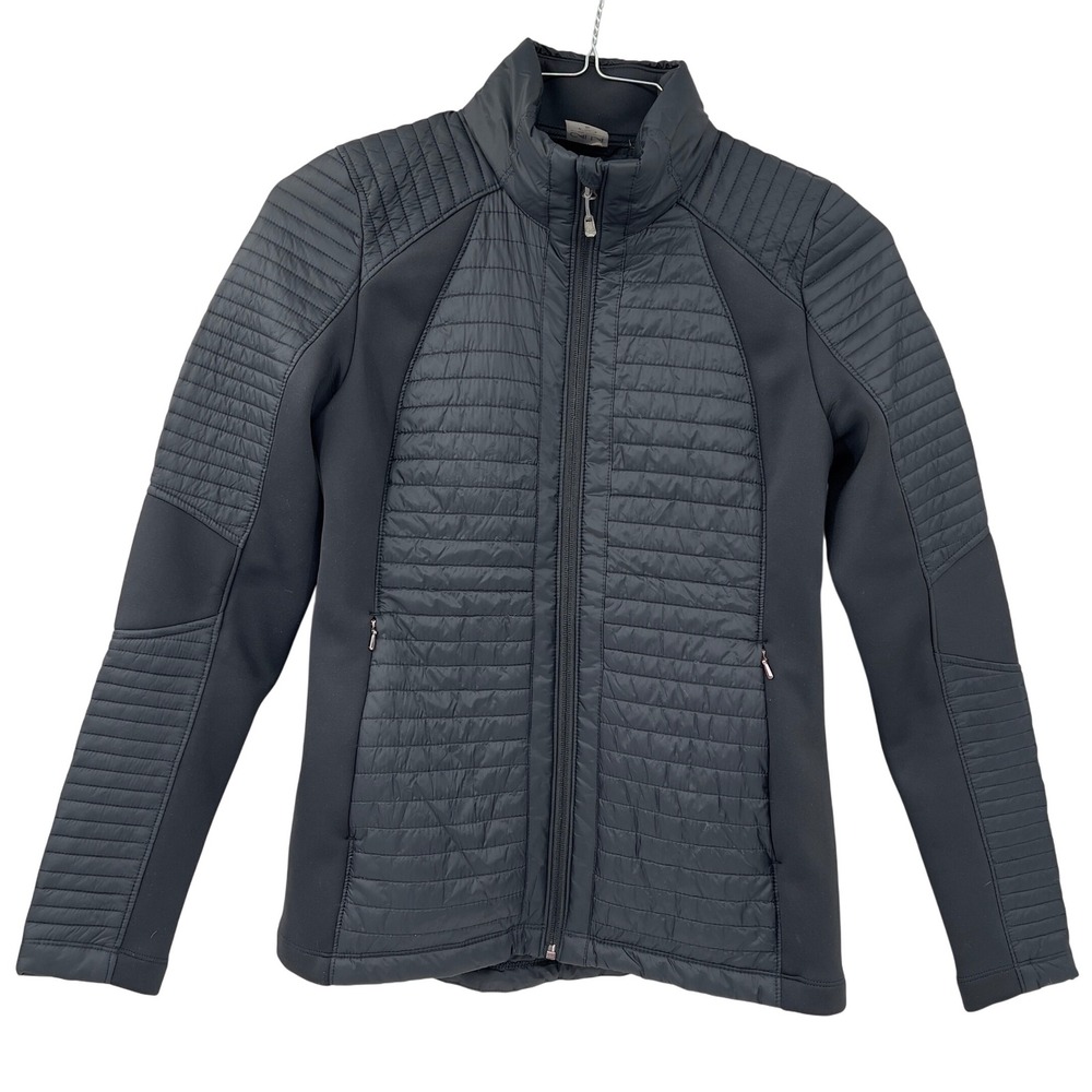 Calia By Carrie‎ Underwood Black Athleisure Hybrid Puffer Full Zip Moto Jacket